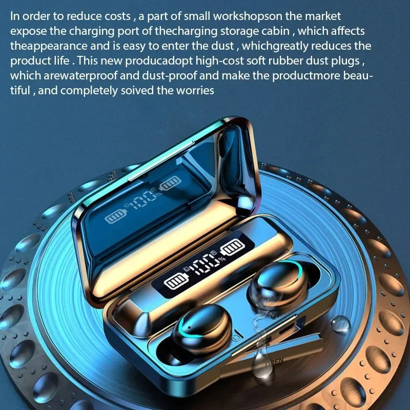 Wireless Earbuds LED Bluetooth Waterproof Noise Reduction